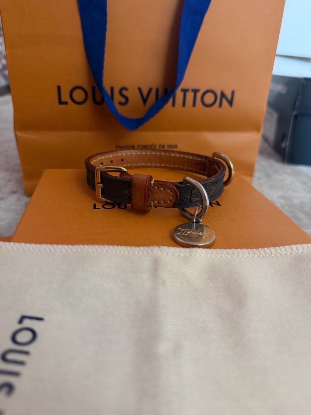 Louis Vuitton Brown Leather Pet Collar - Brown